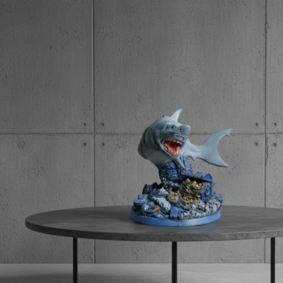 Statue Requin & Trésor Englouti 15cm - Peinte à la Main | STLFLIX