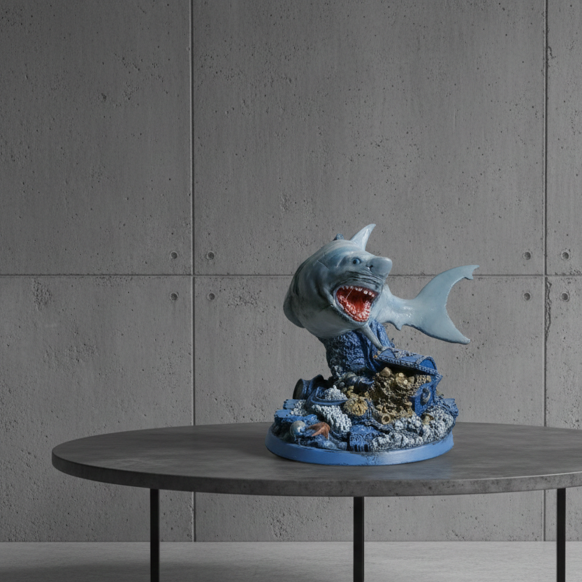 Statue Requin & Trésor Englouti 15cm - Peinte à la Main | STLFLIX