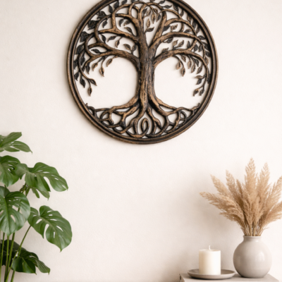 Arbre de Vie Mural Chic - Noir & Or (Ø 27 cm)
