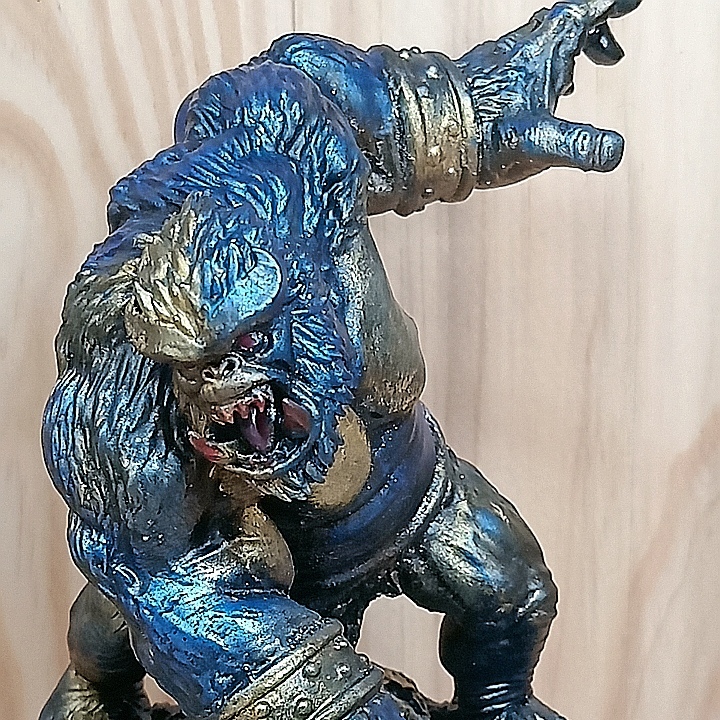 Gorille , figurine fantasy , résine peinte a la main , guerrier JDR + carte de jeu artisanale – Image 11