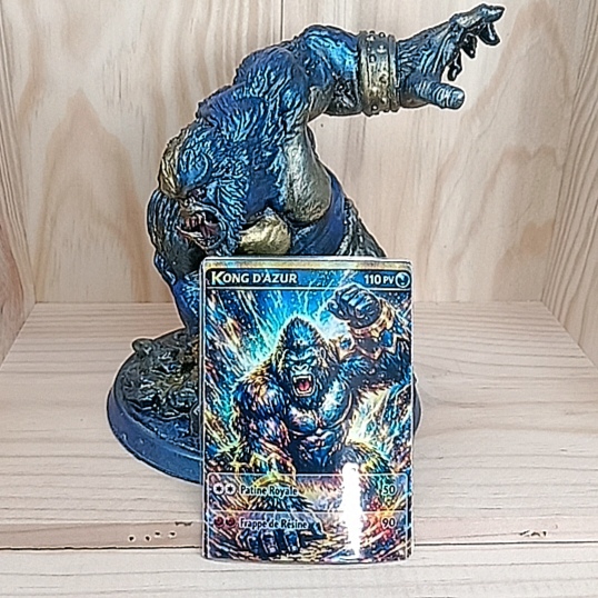 Gorille , figurine fantasy , résine peinte a la main , guerrier JDR + carte de jeu artisanale