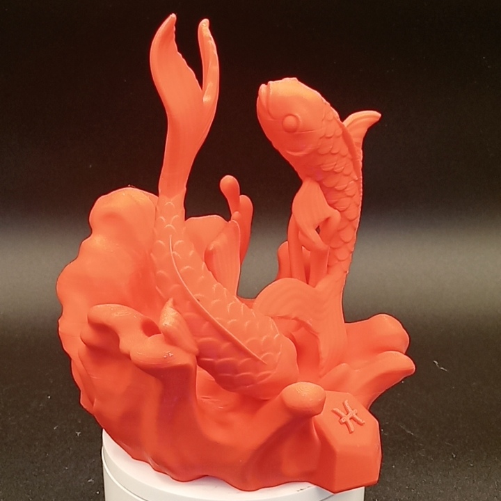 Statue Signe Astro Poissons - Décoration Zodiaque Impression 3D - Cadeau Astrologie Artisanal 18cm - Figurine Carpes Koi Design Intérieur – Image 5