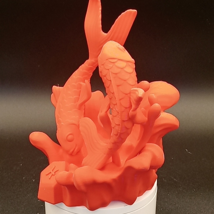 Statue Signe Astro Poissons - Décoration Zodiaque Impression 3D - Cadeau Astrologie Artisanal 18cm - Figurine Carpes Koi Design Intérieur – Image 4